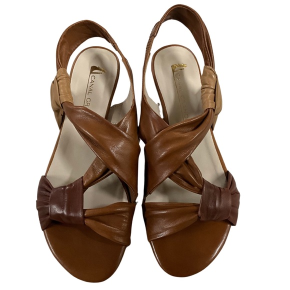 Canal Grande Tan and Cream Leather Sandal, EU Size 38, New in Box - Picture 1 of 7